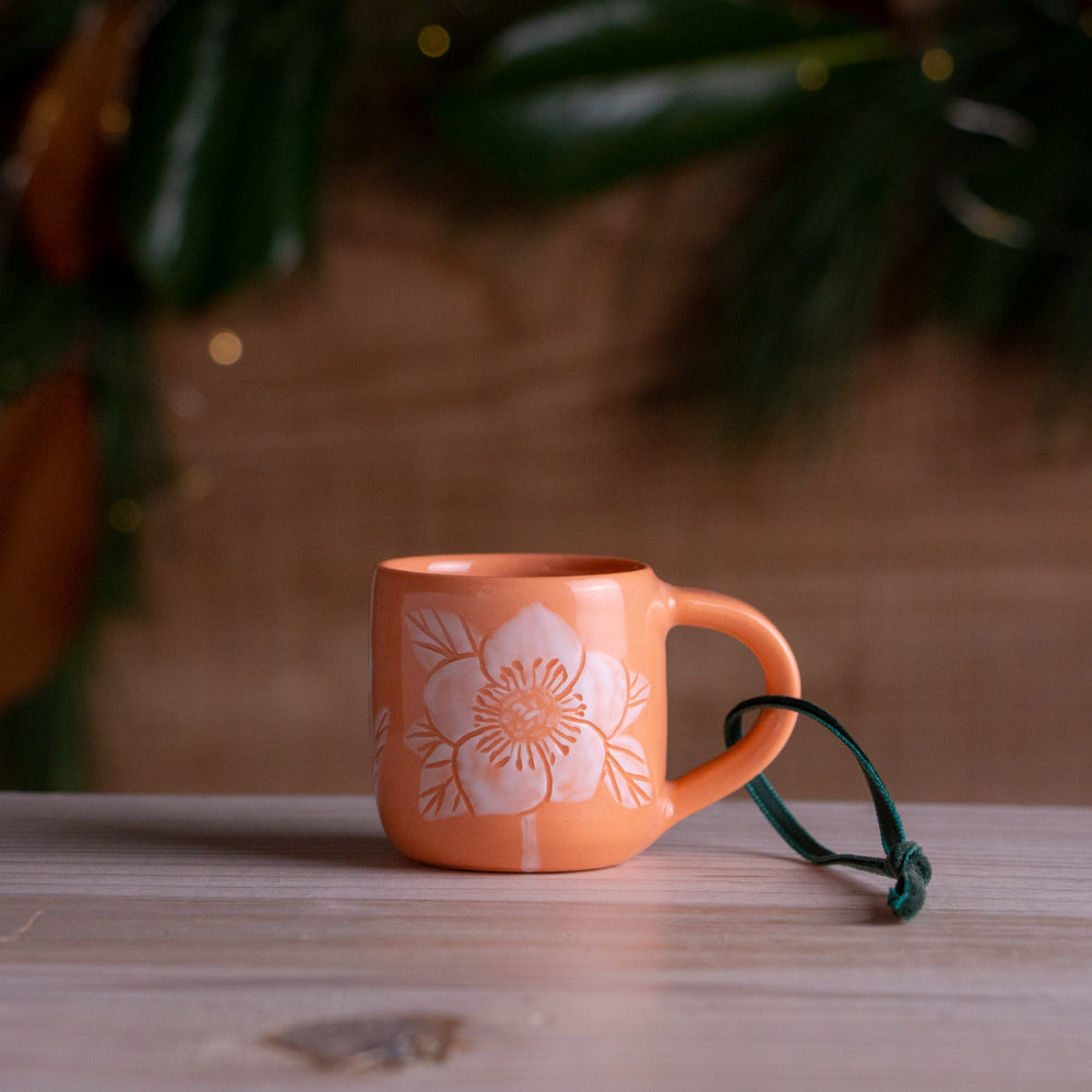 Peach Hellebore Tiny Mug Ornament #2
