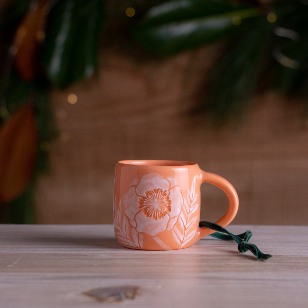 Peach Poppy Tiny Mug Ornament #1