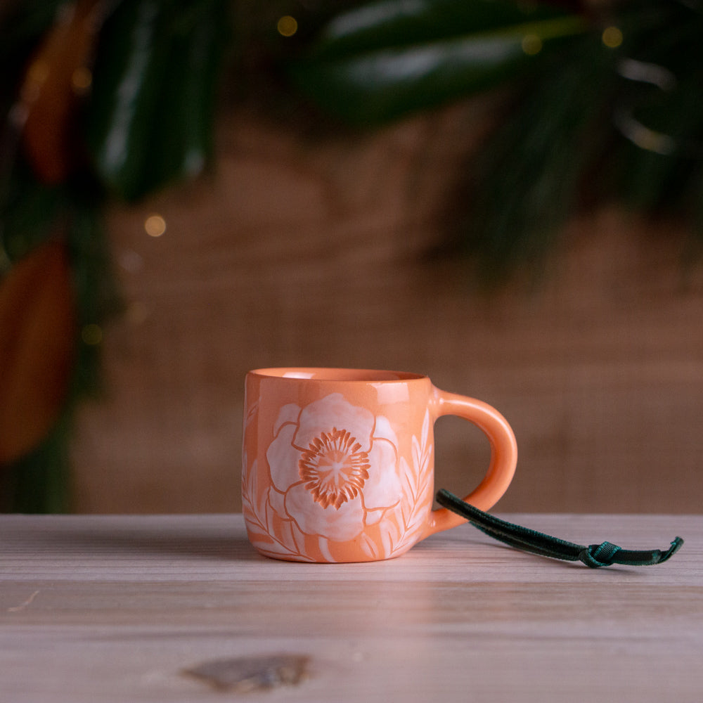 Peach Poppy Tiny Mug Ornament #2