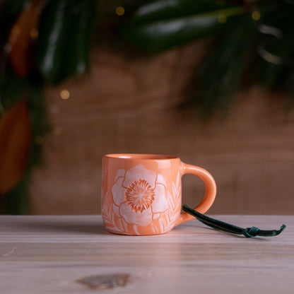 Peach Poppy Tiny Mug Ornament #2