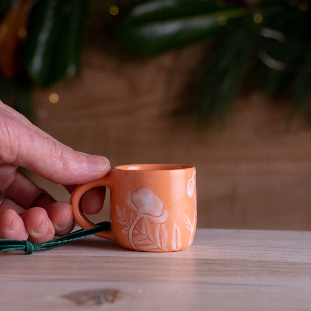 Peach Poppy Tiny Mug Ornament #2