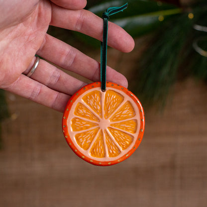 Clementine Slice Ornament [Black Text]