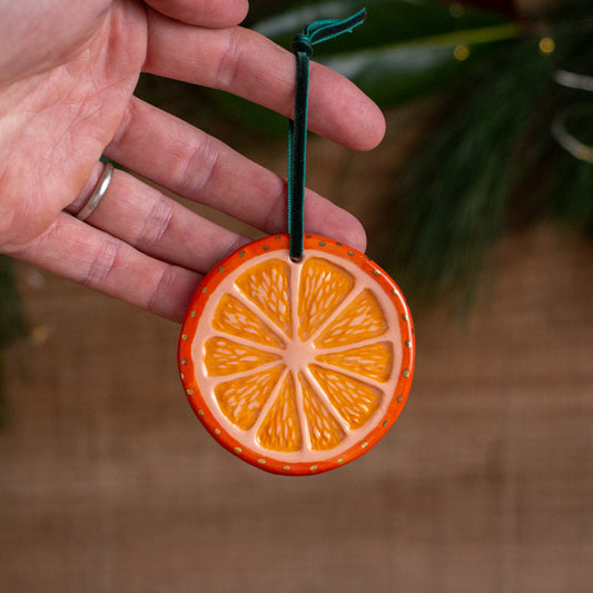 Clementine Slice Ornament [Black Text]