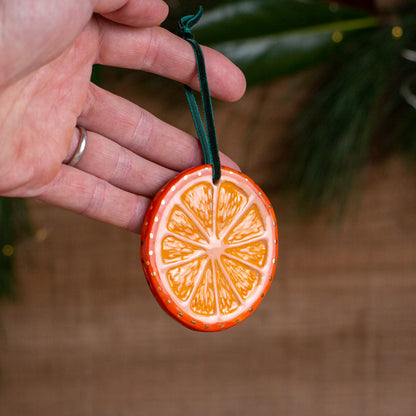 Clementine Slice Ornament [Black Text]