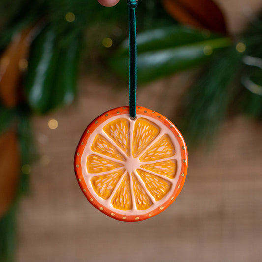 Clementine Slice Ornament [Black Text]