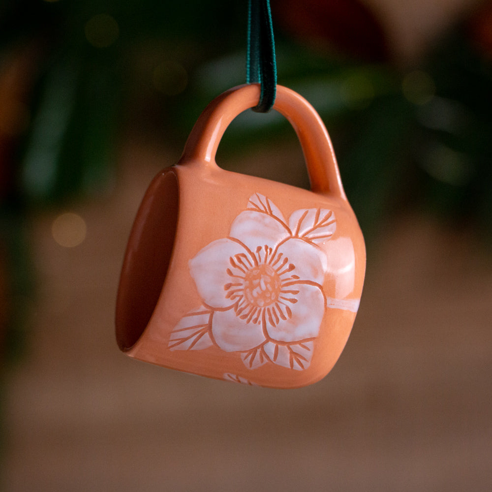 Peach Hellebore Tiny Mug Ornament #2