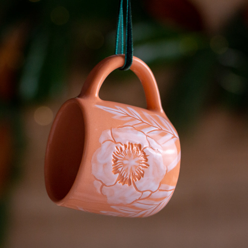 Peach Poppy Tiny Mug Ornament #1