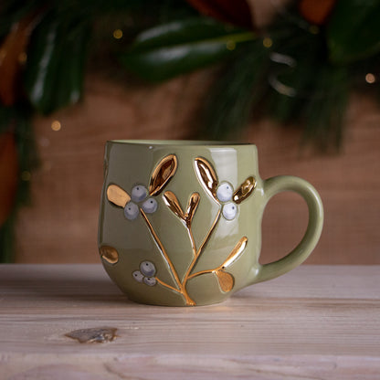 Green & Gold Mistletoe Mug #1 [13oz]