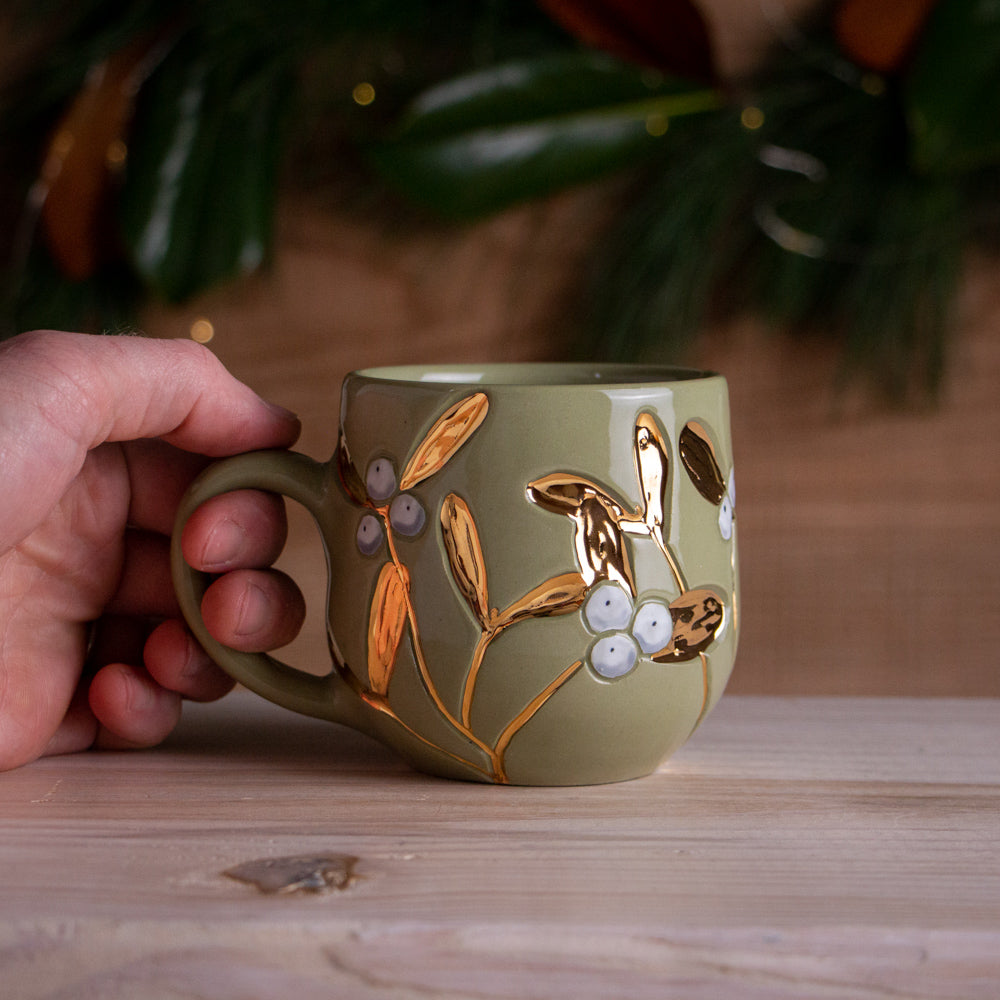 Green & Gold Mistletoe Mug #1 [13oz]