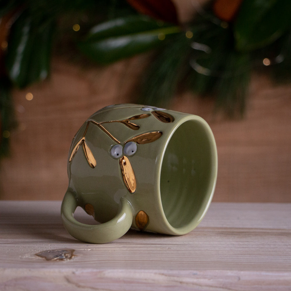 Green & Gold Mistletoe Mug #1 [13oz]