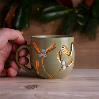 Green & Gold Mistletoe Mug #2 [16oz]