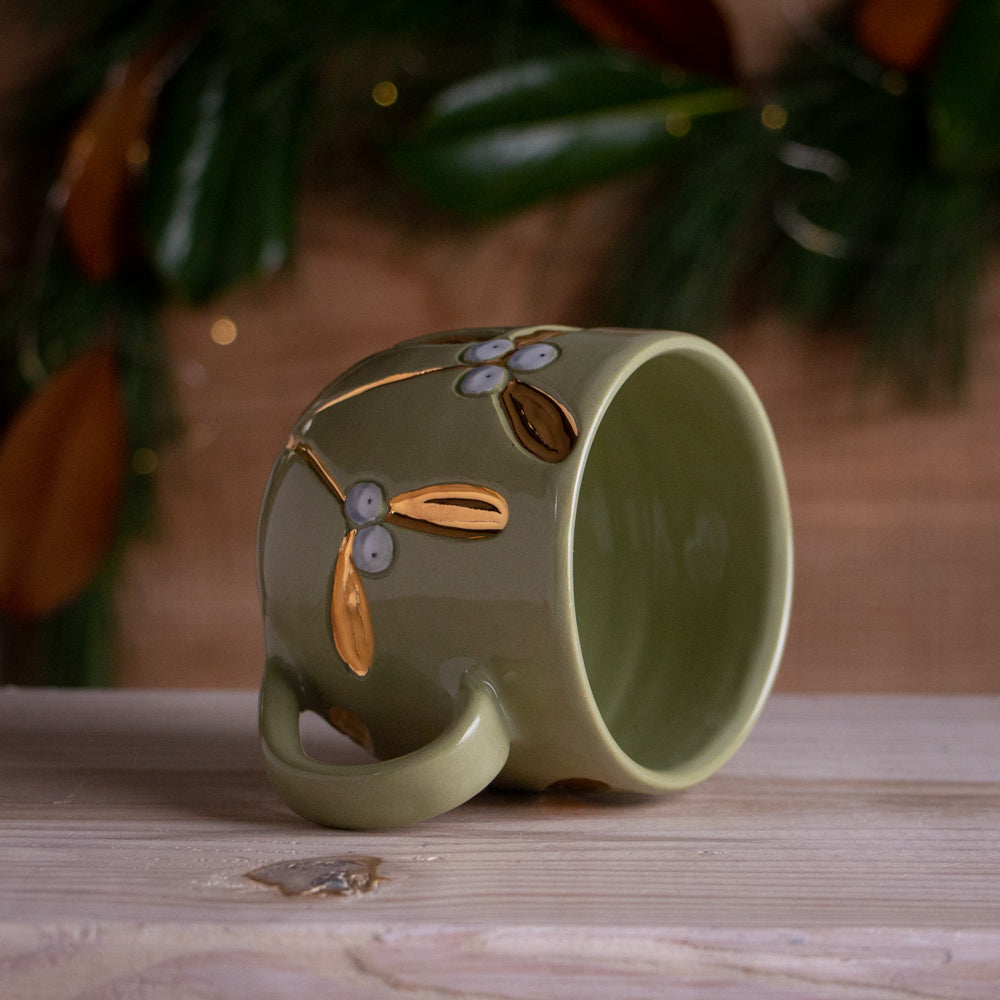 Green & Gold Mistletoe Mug #2 [16oz]