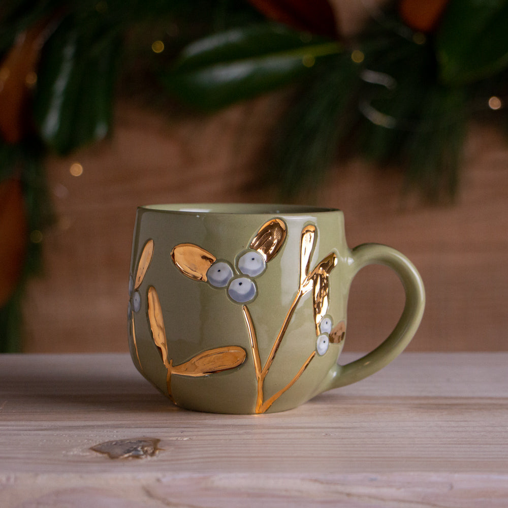 Green & Gold Mistletoe Mug #4 [11oz]