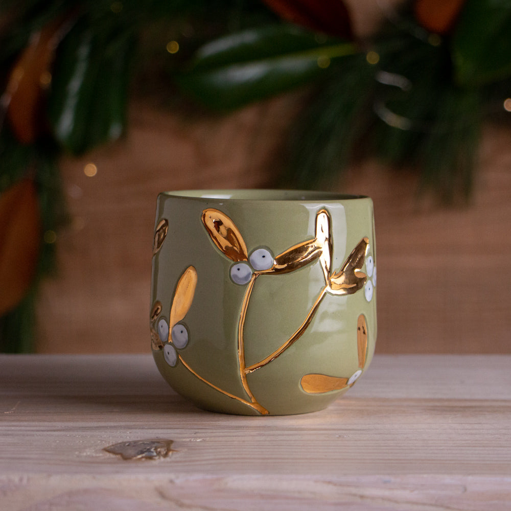 Green & Gold Mistletoe Mug #5 [14oz]