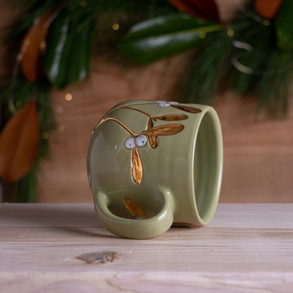 Green & Gold Mistletoe Mug #5 [14oz]
