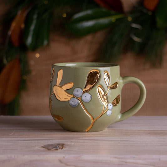 Green & Gold Mistletoe Mug #6 [13oz]