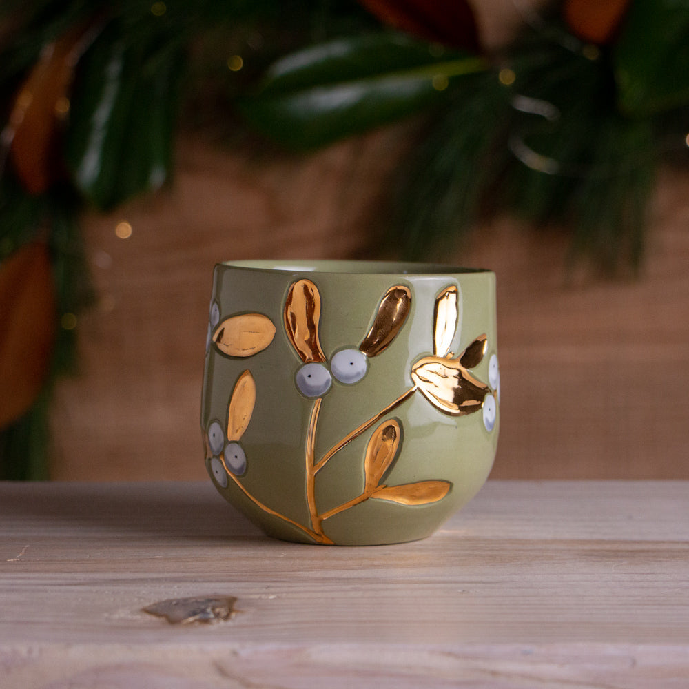 Green & Gold Mistletoe Mug #6 [13oz]