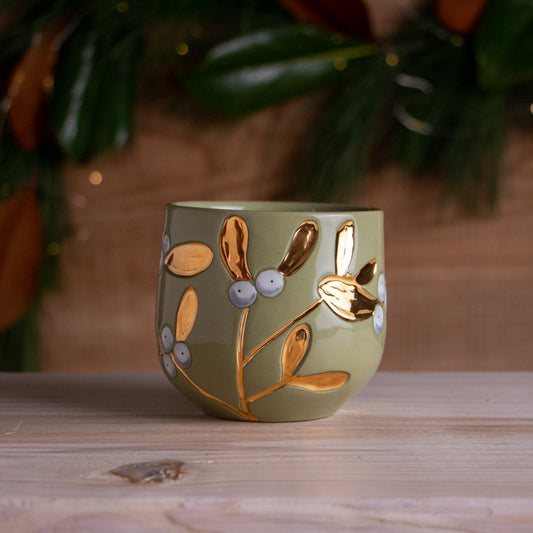 Green & Gold Mistletoe Mug #6 [13oz]