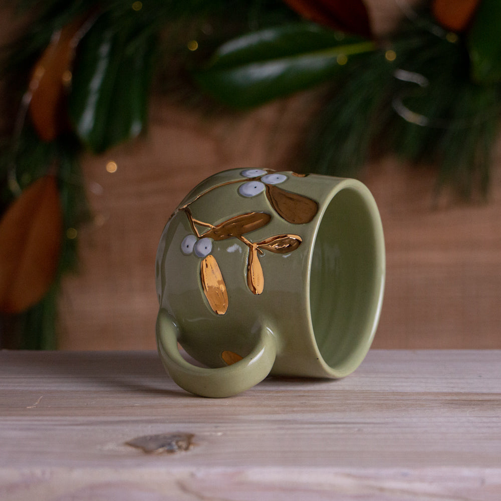 Green & Gold Mistletoe Mug #6 [13oz]