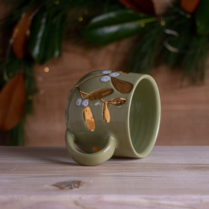Green & Gold Mistletoe Mug #6 [13oz]