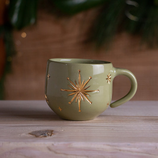Green & Gold Stars Punch Cup 7oz
