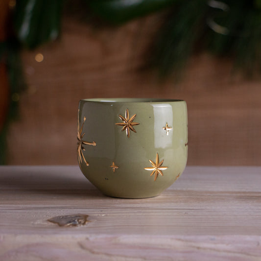 Green & Gold Stars Punch Cup 7oz