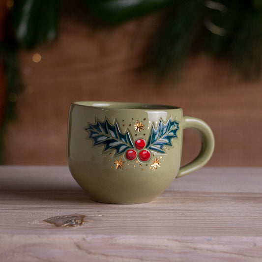 Green Holly Sprig Punch Cup 6oz