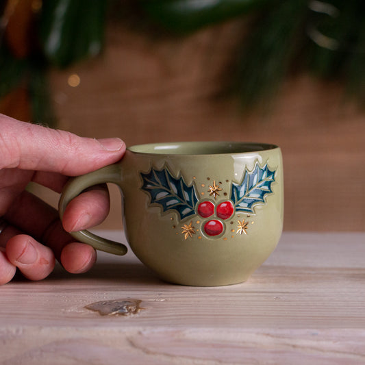 Green Holly Sprig Punch Cup 6oz