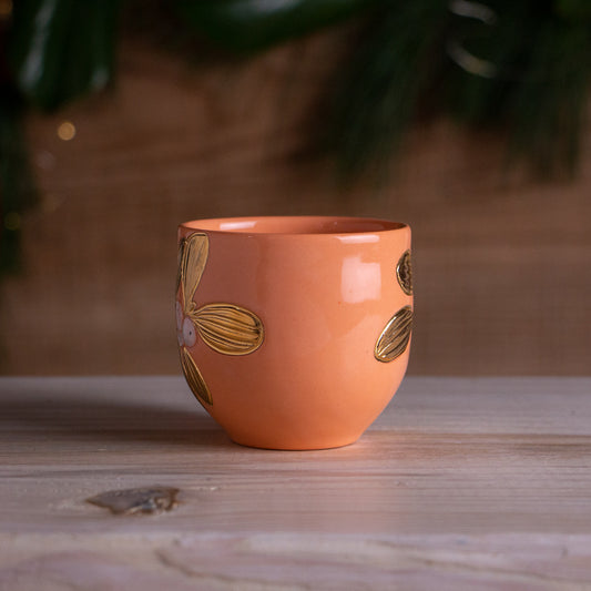 Peach & Gold Mistletoe Punch Cup 6oz