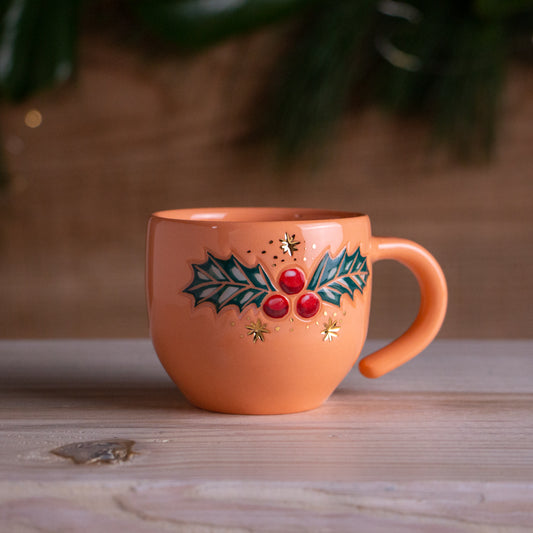 Peach Holly Sprig Punch Cup 6oz