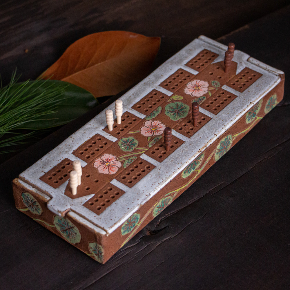 Nasturtium Traditional Cribbage Board