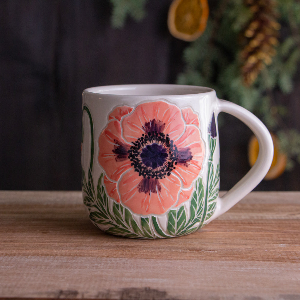 Peach Poppy Botanic Mug 14-15oz