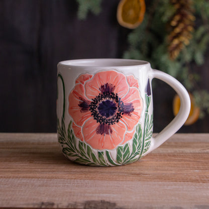 Peach Poppy Botanic Mug 14-15oz