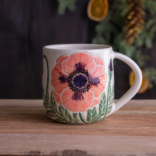 Peach Poppy Botanic Mug 14-15oz