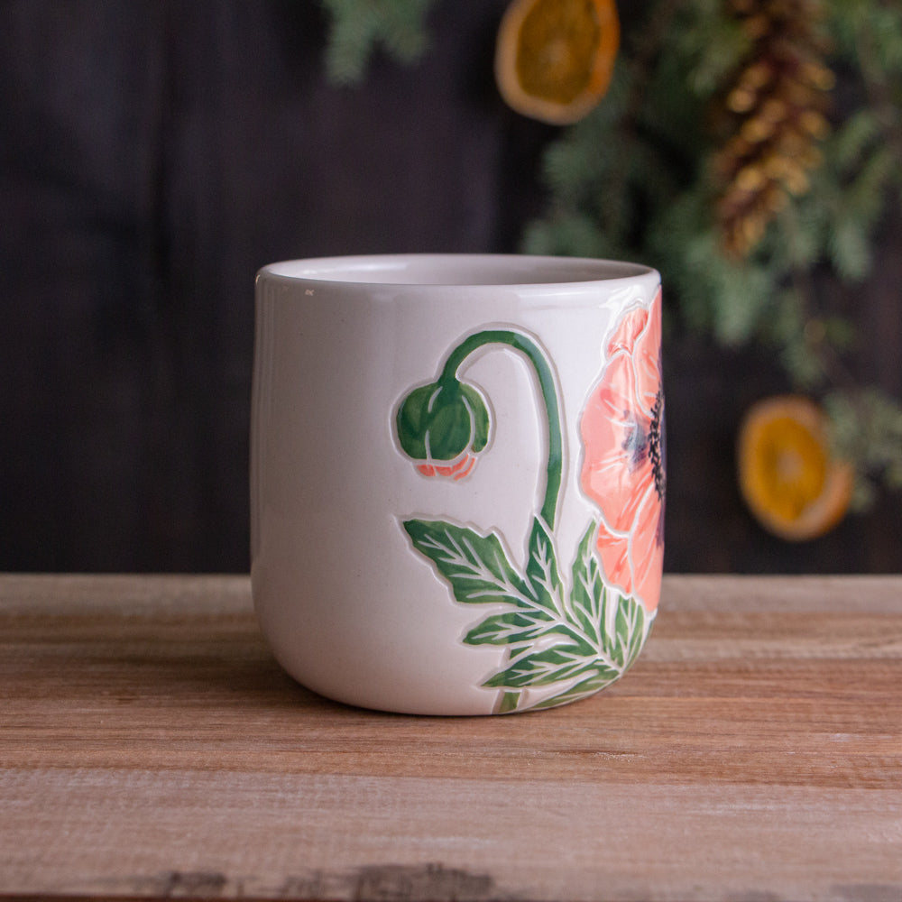 Peach Poppy Botanic Mug 14-15oz
