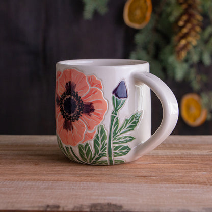 Peach Poppy Botanic Mug 14-15oz