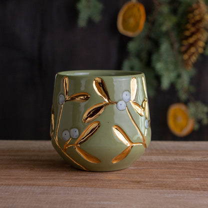 Green & Gold Mistletoe Mug #1 [14oz]