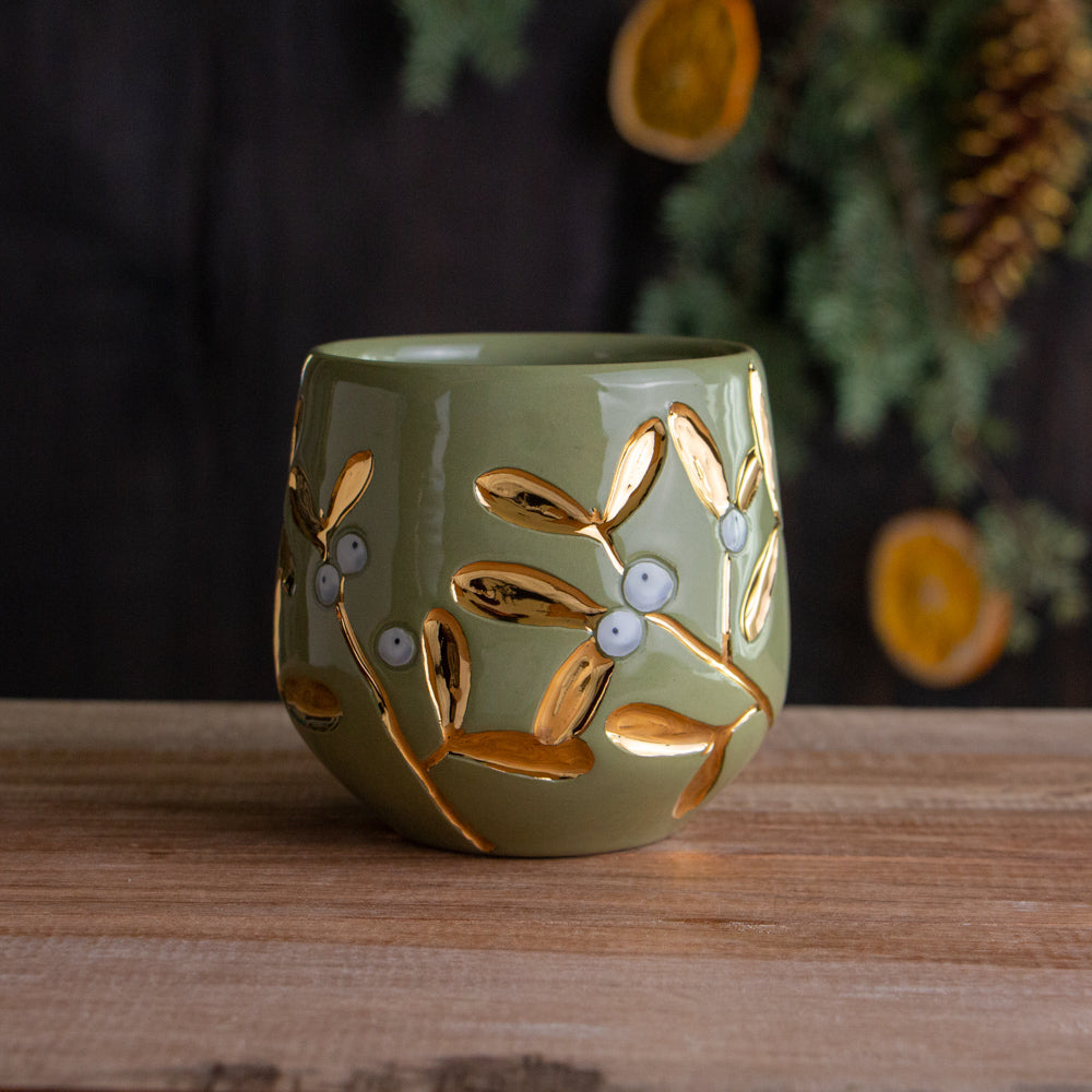 Green & Gold Mistletoe Mug #2 [13oz]