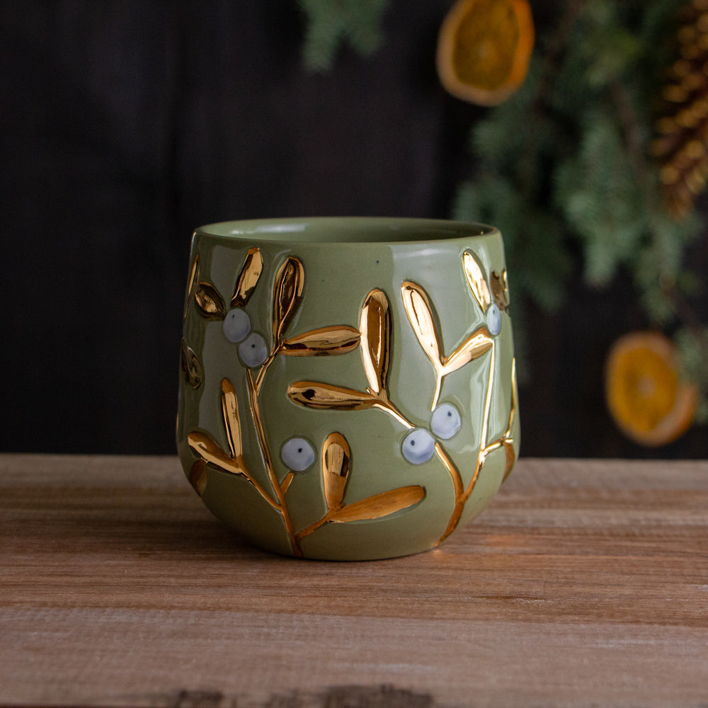 Green & Gold Mistletoe Mug #3 [14oz]