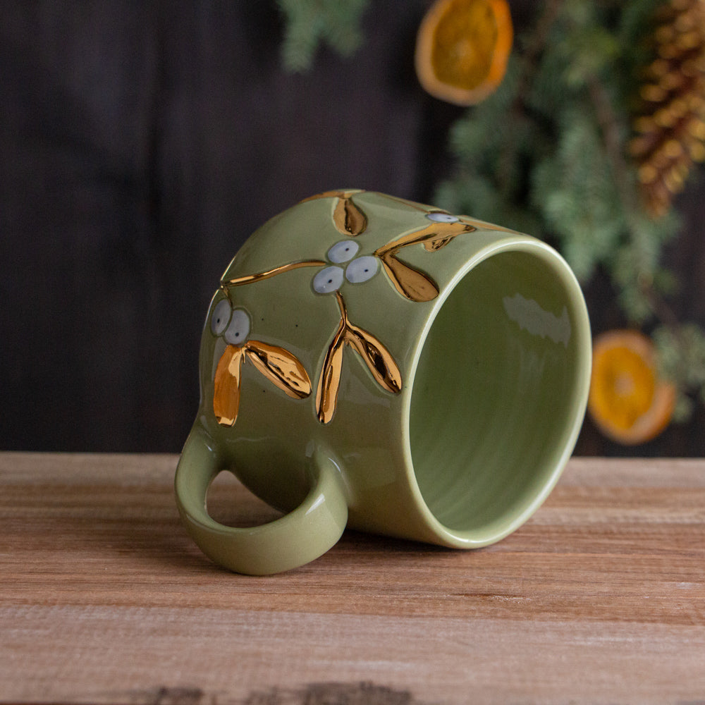 Green & Gold Mistletoe Mug #3 [14oz]