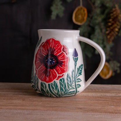 Tall Orange Poppy Mug #1 [20oz]