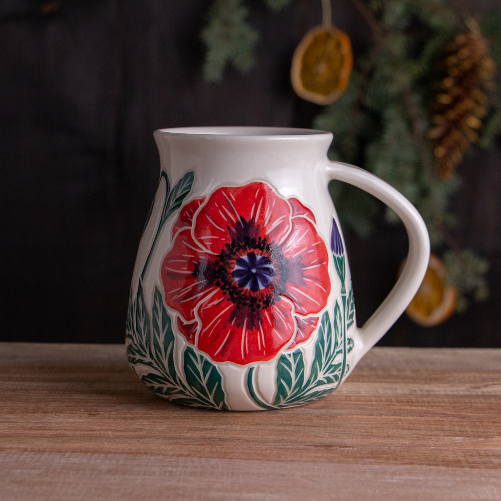 Tall Orange Poppy Mug #2 [20oz]