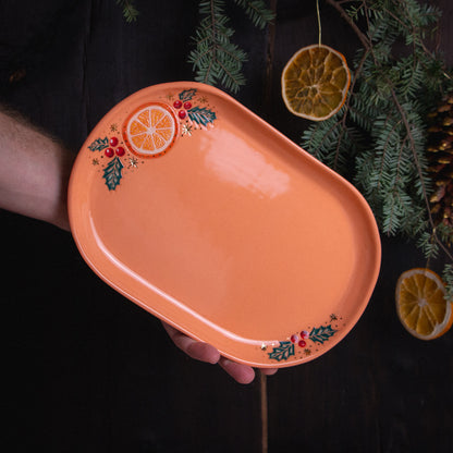 Peach Orange Slice Branch Tray