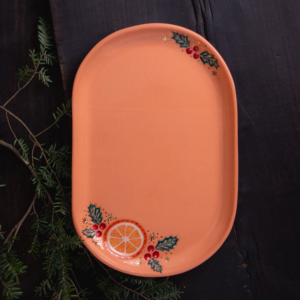 Peach Orange Slice Branch Tray