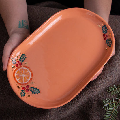 Peach Orange Slice Branch Tray