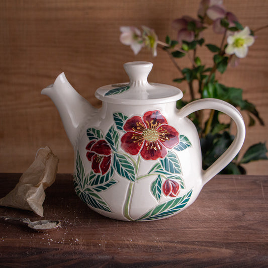 "Anna's Red" Hellebore Teapot