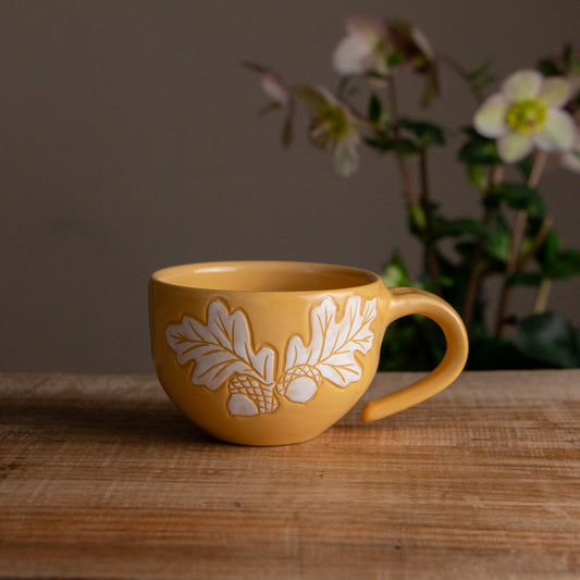 Yellow Oak Sprig Cappuccino Cup [6oz]