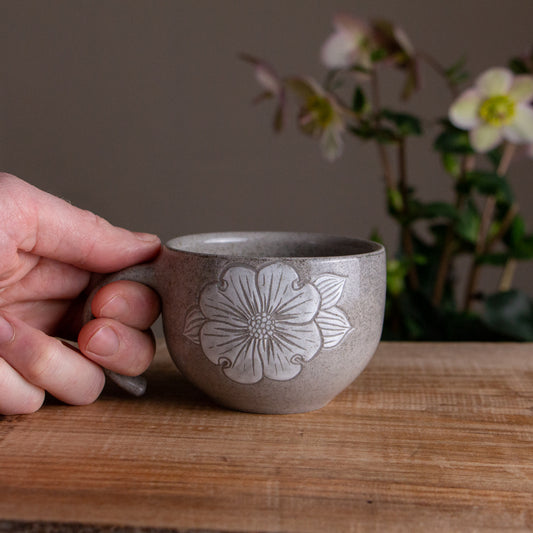 Gray Sandstone Dogwood Cappuccino Cup #1 [7oz]