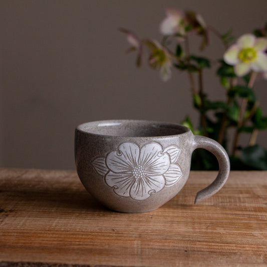 Gray Sandstone Dogwood Cappuccino Cup #2 [6oz]