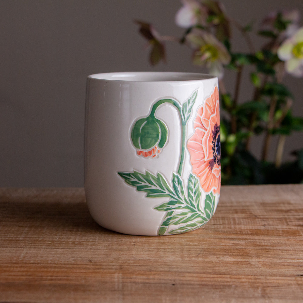 Peach Poppy Botanic Mug 17oz